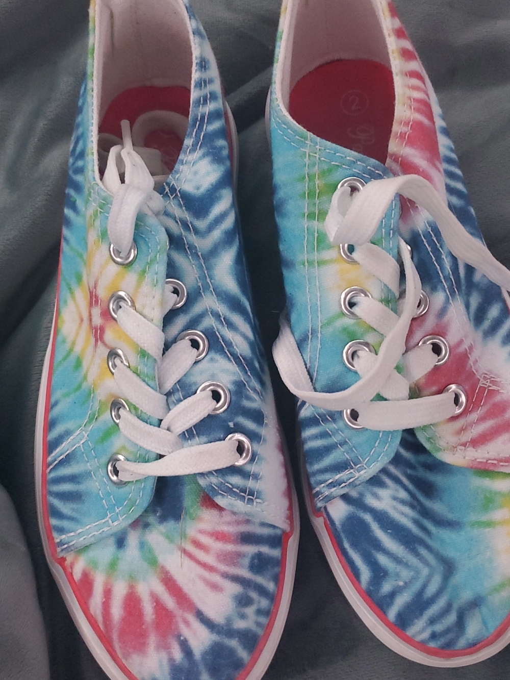 Paris Blues Kids Tie-Dye Canvas Sneakers - Blue, Red, Yellow, Green